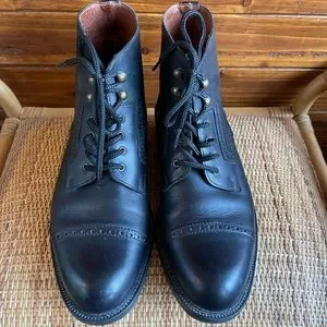 RARE! Carlo Morandi Black Leather Ankle-high Shoes Sz 8 Vintage Carlo Morandi Genuine EEL Skin Lace up Dress  main image 3